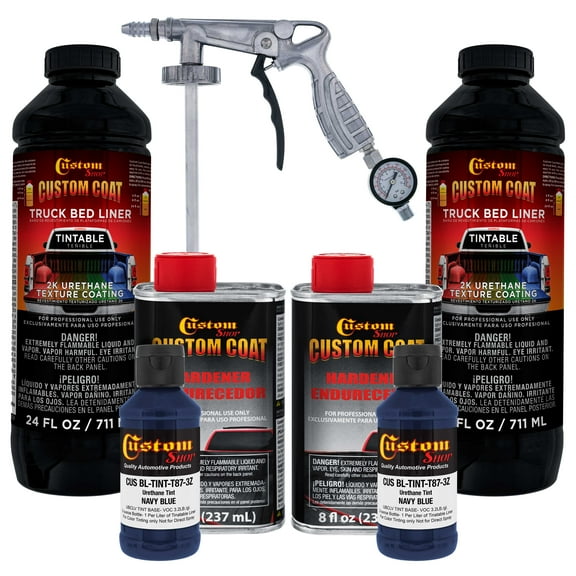 Custom Coat 35048 Navy Blue Urethane Spray-On Truck Bed Liner, 2 Quart Kit with Spray Gun