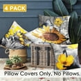 thumbnail image 2 of Set of 4 18x18 Flower Throw Pillow Covers Yellow Gray Black Decorative Pillow Covers Bed Sofa Couch Pillow Covers Yellow Fall Sunflower Linen Farmhouse Square Pillowcases Summer(Yellow Black), 2 of 6