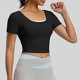 thumbnail image 5 of Sevevn Women's Short Sleeve Workout Crop Tops Open Back Twisted Strappy Scoop Neck Slim Fit Athletic Shirts Black 2XL, 5 of 9