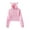 Pink, variant on Womens Crop Tops Cute Ear Long Sleeve Causal Drawstring Comfy Plain Hoodie Sweatshirt Shirt