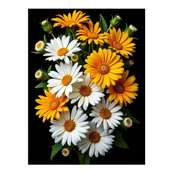 Diamond Art Kit for Adults, Bouquet Of Yellow And White Daisies Diamond Painting for Adults Beginners, 5D DIY Diamond Art Painting Kits, Colorful Diamond Painting Craft for Home Decor 12x16