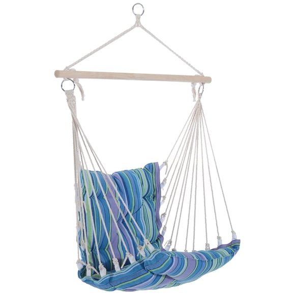 Chaise Hamac Suspendue en Corde - Siège Balançoire en Coton pour Patio, Jardin, Camping - Gris, Bleu, Vert, Blanc - Siège de 22,5 Pouces - Capacité de 220 Lb