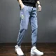 thumbnail image 3 of Pantalones vaqueros negros para hombre, talla grande, elásticos, de color azul claro, para hombre, pantalones de gran tamaño, estilo grunge, Y2k, estilo Harajuku, nuevos en mezclilla, 3 of 5