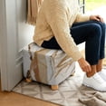 thumbnail image 5 of SCRAWLGOD Marble Print Creamy Beige Stretch Ottoman Covers, Soft Square Slipcover for Folding Storage Stool with Elastic Bottom Removable Furniture Protector, 5 of 7
