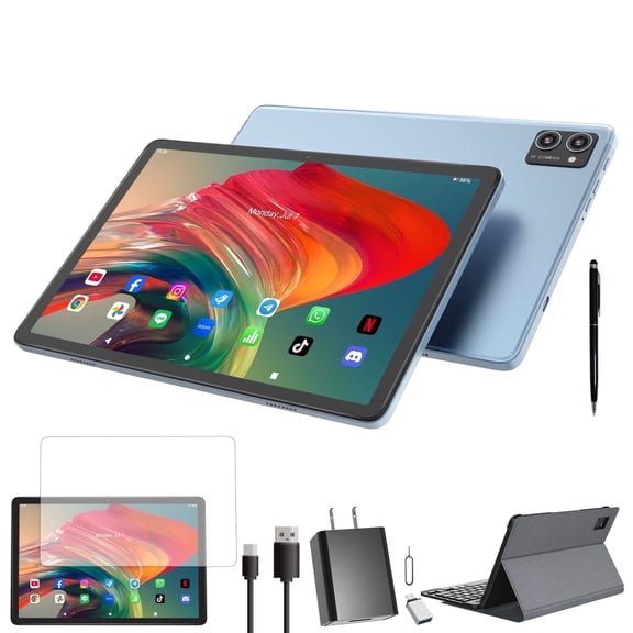 Latest Android 15 Tablet Unisoc T606, Three Camera, 16GB RAM, 128GB ROM 1TB Expand, 8000mAh, 5G WiFi, Tablets With Keyboard, Case, Stylus, Ultra-Thin