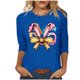 thumbnail image 1 of Camisetas Casuales de las Mujeres Impresas 3/4 Manga Cuello Redondo Blusa, Moda Ligera Superior para el Hogar Y el Uso Diario, Cómoda Imitación de la Tela Del Estante, 1 of 6