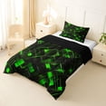 thumbnail image 2 of Manfei Neon Geometric Twin Comforter Sets, Gradient Plaid Bedding Set, Green and Black, Black Reversible 2pcs, 1 Comforter and 1 Pillowcase, 2 of 6