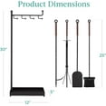 thumbnail image 2 of FCYNMF 5-Piece Fireplace Tool Set, Modern Wrought Iron Fire Pit Tools with Stand, Includes Poker, Tongs, Shovel, Brush, Ergonomic Handles for Indoor & Outdoor Use - Black, 2 of 7