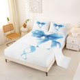 thumbnail image 2 of spefrowx Princess Bowknot King Sheets for Teens, Blue Watercolor Ribbon Art Bedding, 4pcs, 1 Flat Sheet, 1 Fitted Sheet and 2 Pillowcases, 2 of 6