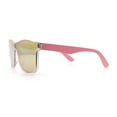 thumbnail image 6 of Hipster Color Mirror Inset Shield Lens Horn Rim Retro Plastic Sunglasses Clear Pink - Pink Mirror, 6 of 7