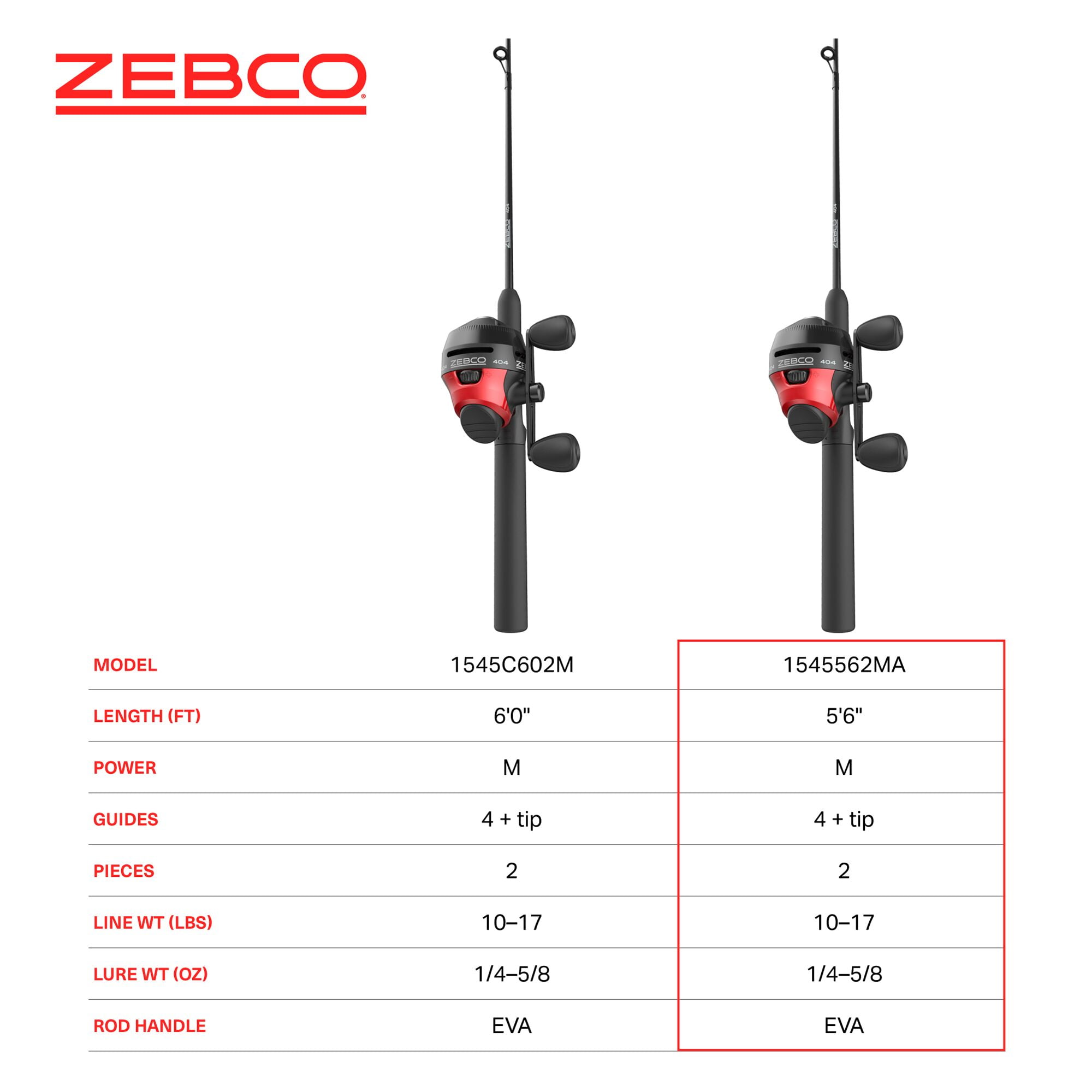 Zebco - Brandclub - Zebco 404 Spincast Reel and Fishing Rod Combo, 5-Foot  6-Inch 2-Piece Fishing Pole, Size 40 Reel, Right-Hand Retrieve, Includes  28-Piece Tackle Kit, Black/Red