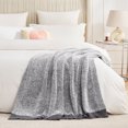 thumbnail image 6 of Amelie Home Reversible Soft Knit Throw – Plush Feather Yarn Blanket for Couch, Heather Black 50"x60", 6 of 7