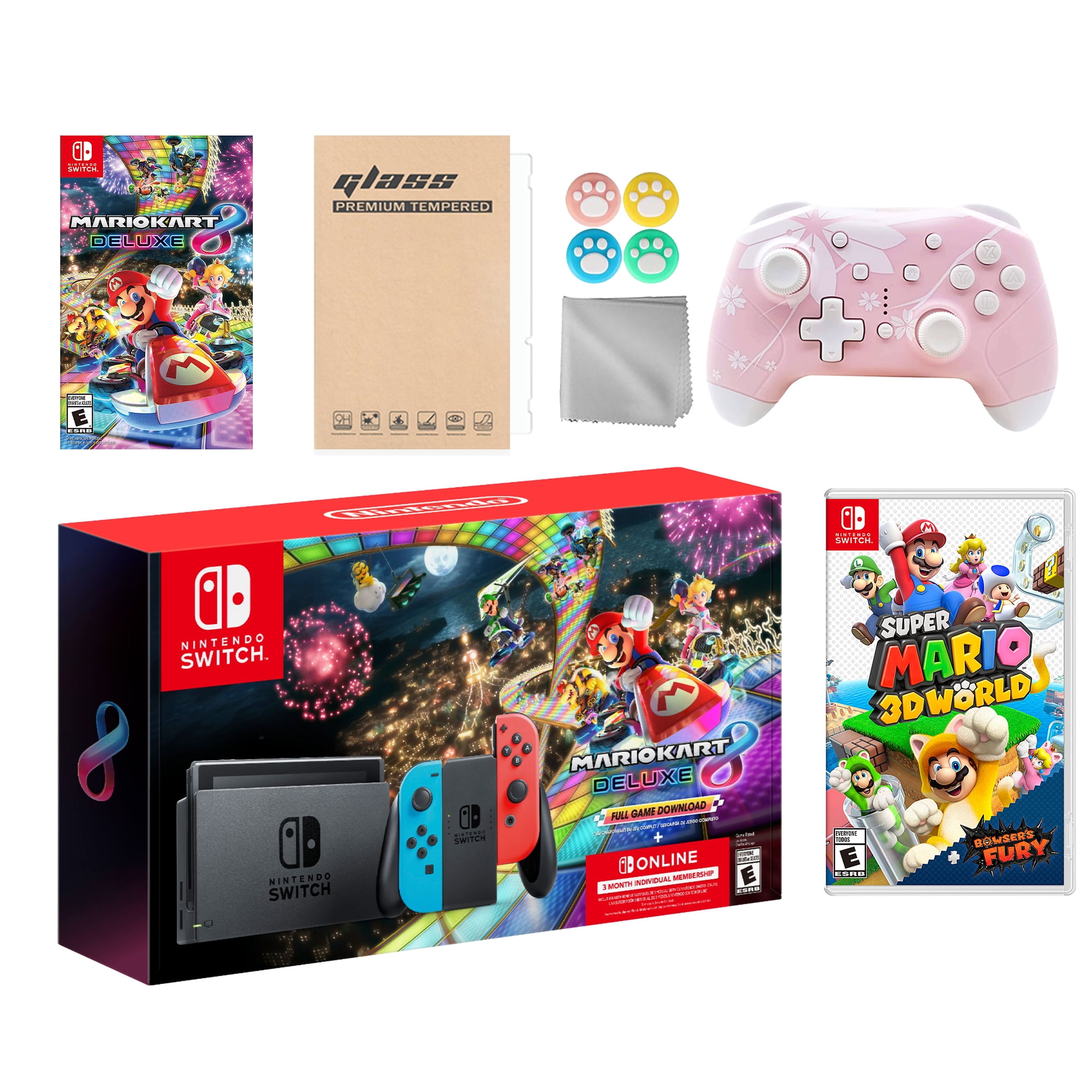 Nintendo Switch Mario Kart Deluxe Bundle: Red/Blue Console