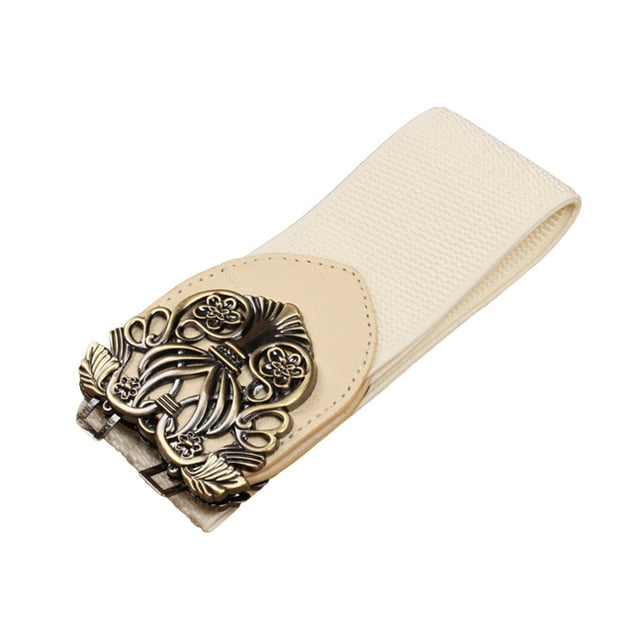 Sonducket Cinturón de mujer elástico PU correas anchas universales accesorio de moda tallado cinturones para Jeans vestidos chaqueta de plumas Cinturones beige bronce Sonducket AP009908-07