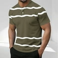 thumbnail image 2 of T-Shirts for Men Plus Size Strip Printed Crewneck Button Short Sleeve Sports Fitness Summer Lightweight Pullover Tops, 2 of 5