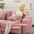 thumbnail image 4 of Modern Loveseat & Modular Sectional Sofa, Cloud Couch Style Boucle Fabric Recliner, L Shaped Couch for Living Room, Shell-Shaped Armrests Cylindrical Legs Pink Sofa with Ottoman, Bedroom, Apartment, 4 of 9