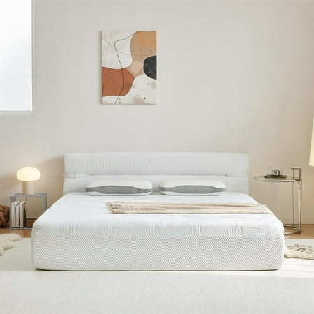 Noble House 15 King Mattress & Bed Frame Cooling Fabric Pressure Relief Motion Isolation for Apartment White