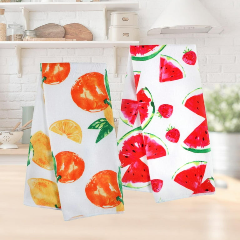 Lot of 2 Spring Summer Lemon Kitchen Hand Tea Towels 100 % Polyester  15x25