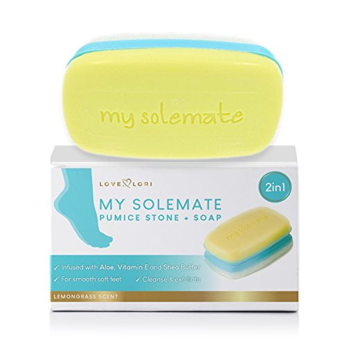 Love, Lori My Solemate 2in1 Foot Pumice Stone Scrubber And Callus Remover Cracked Heel Treatment With Lemongrass Moisturizing Foot Soap