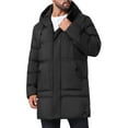 thumbnail image 5 of INSPIRE CHIC Hooded Puffer Jacket for Men's Mid-Length Warm Outerwear Zipper Winter Quilted Padded Coat S Black, 5 of 6