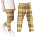 thumbnail image 5 of Toddler Girl Leggings Plaid Criss Cross Trendy Stretch Comfortable Cotton Pants Lightweight Skinny Kids Fall Outfits, Yellow, 6 Years, 5 of 6