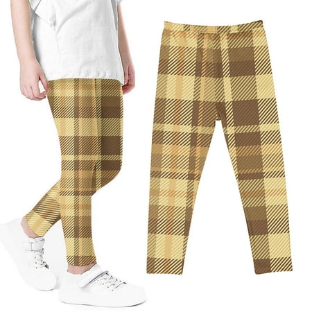 

Miqool Toddler Baby Little Girls Leggings Soft Comfortable Cotton Spandex Stretch Leggings Plaid Printed Ankle Length Dance Yoga Tights Pants for Kids in 3 to 8 Years