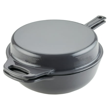 

Rachael Ray Enameled Cast Iron 3-in-1 Dutch Oven Skillet Saute Combo 4 Quart Gray