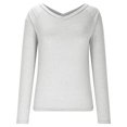 thumbnail image 4 of TKLPEHG Womens Tops Dressy Casual Crew Neck Tight Slim Shirt Solid Color Lightweight Fall Tops Fashion Long Sleeve T Shirt Comfy Blouses Pullover (White,S), 4 of 8