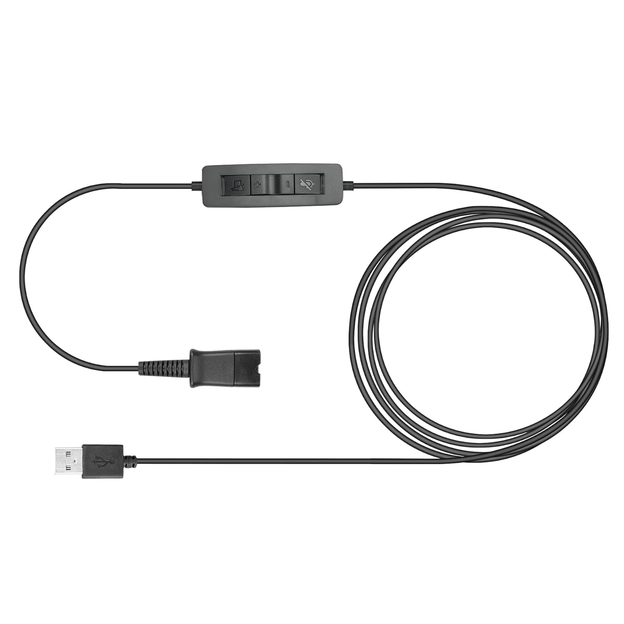 QD Headset USB Adapter Cable for Plantronics Quick Disconnect Wired Headset