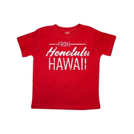 

Inktastic From Honolulu Hawaii in White Distressed Text Gift Toddler Boy or Toddler Girl T-Shirt