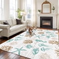 thumbnail image 3 of Seahorse Coral Shell Washable Living Room Rugs 6'x9', Starfish Ocean Low Pile Throw Large Area Rug Non-Slip Sturdy Edge Binding Carpet for Dining Room Kitchen Office, 3 of 9