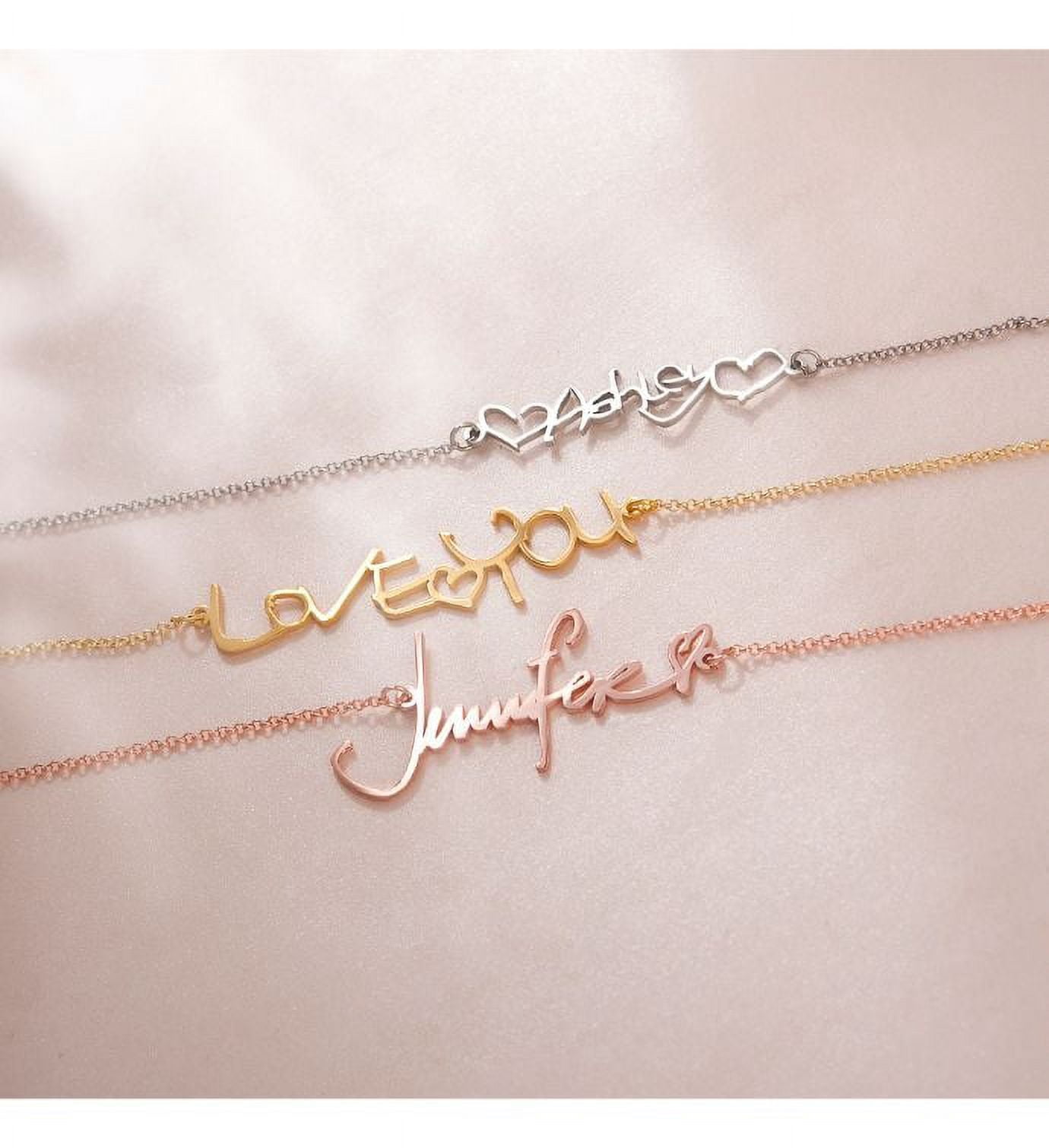 Anavia Sterling Silver Personalized Actual Handwriting Necklace - Custom Hand Writing Memorial Necklace - Handwritten Name Necklace - Signature Necklace