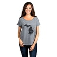 thumbnail image 2 of Thread Tank Home Roots State Michigan MI Women's Relaxed Slouchy Dolman T-Shirt Tee Heather Grey Small, 2 of 4