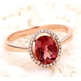 thumbnail image 4 of Halo 1.50 Carat Red 8x6mm Oval Cut Ruby And Moissanite Diamond Engagement Ring in 10k Rose Gold, 4 of 5