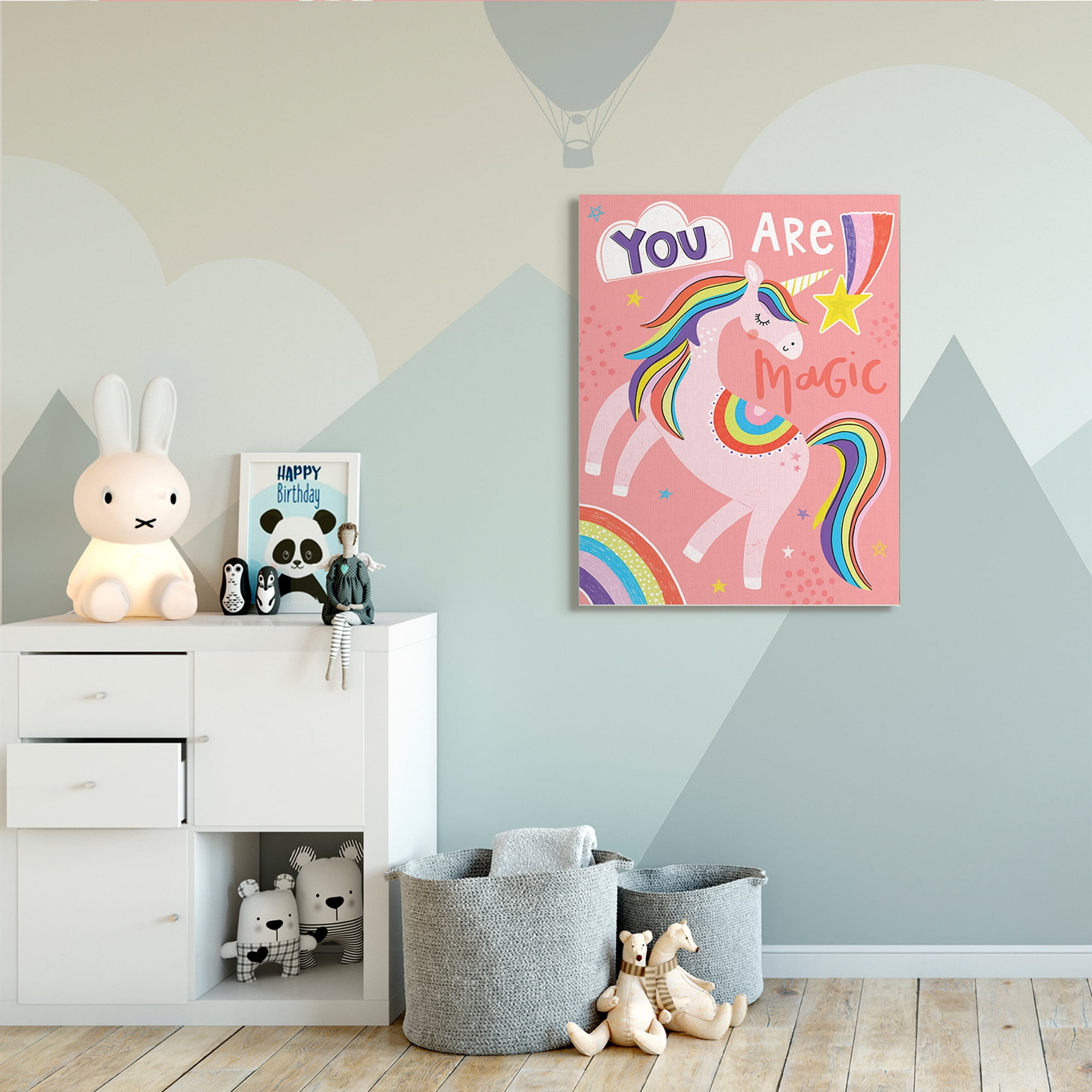 Stupell Industries You Are Magic Phrase Pink Unicorn Rainbow,36 x 48,Designed by Lisa Barlow