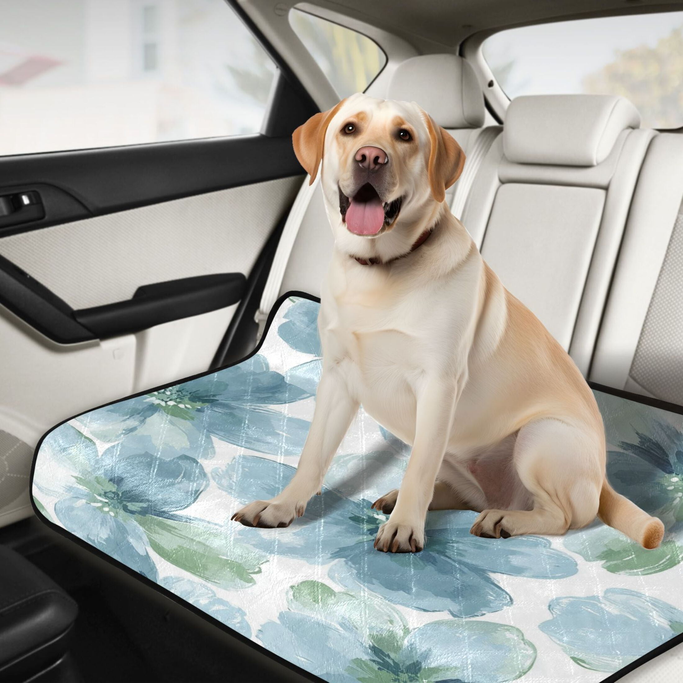 Qxltty Elegant Flowers in Shades Of Blue Cat litter Pads Pet Set of 3 Diaper Mats Center Anti-leakage Layer Absorbent Soft and Comfortable