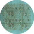 thumbnail image 1 of Ahgly Company Indoor Round Oriental Light Blue Industrial Area Rugs, 7' Round, 1 of 4