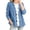 Blue, variant on Denim Jacket For Women Scalloped Hem Cardigan Button Down Coat Casual Long Sleeve With Pockets Trendy Fall Outfits