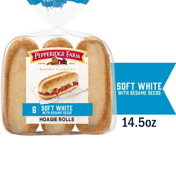 Pepperidge Farm Bakery Classics Soft White with Sesame Seeds Hoagie Rolls, 6-Pack Bag