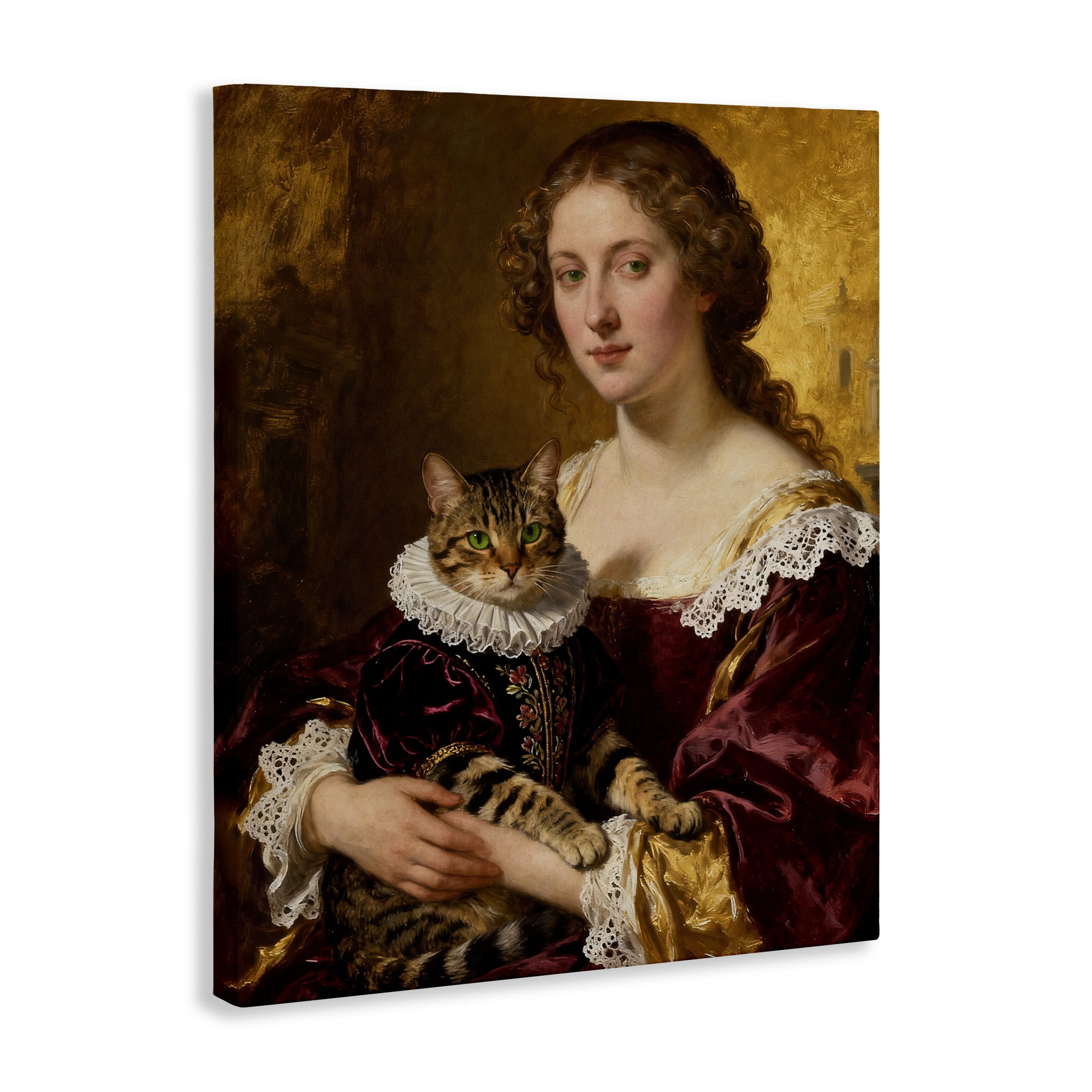 Stupell Industries Renaissance Lady with Regal Cat Canvas Wall Art, design by CAD Designs