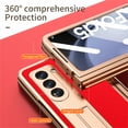 thumbnail image 3 of ELEHOLD Luxury Plating Case for Samsung Galaxy Z Fold 5 2023 Lychee Pattern Case Tempered Glass Screen Protector Hinge Protection Pen Slot with Stylus Shockproof Case for Samsung Z Fold 5,Red, 3 of 8
