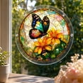 thumbnail image 5 of Acrylic Jigsaw Puzzle Suncatcher Stained glass acrylic style Window Hanging 8 Inch Round Wall Art for Home Decor Window Decorations Hanging Wall Decor Sunflower and Butterfly Design, 1 Pack, 5 of 6