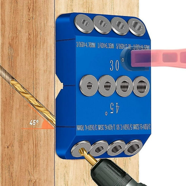 Plantilla de guía de broca en ángulo 30 45 90 Compatible con Kit de tornillos de retraso de barandilla de Cable poste de madera, ángulo de grado de perforación, F