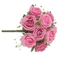 thumbnail image 3 of Ramo de flores de rosas artificiales de 9 cabezas, ramo de flores de novia, fiesta de boda, tela de seda, decoración floral falsa, rosa oscuro Advancent HA6916-03B, 3 of 6