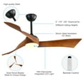 thumbnail image 6 of Noaman 52 Inch Ceiling Fan with Dimmable 3-Color LED Light, 3 Solid Wood Blades, Remote Control, Reversible DC Motor, Matte Black for Home, 6 of 8