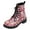 Pink, variant on Bmisegm Leopard Boots for Women Fashion Women Square Heels Lace up Short Booties Cartoon Prints Round Toe Shoes Boots for Women White 7