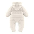 thumbnail image 3 of Zwiiyzr 2024 Baby Infant Long Sleeve Onesie Boy Girl Fluffy Jumpsuit Hooded Fleece Rompers Solid Color Cute Thick Keep Warm Bear Ear Outfits Holiday Birthday Gift White, 3 of 3