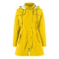 thumbnail image 6 of felwors Women Striped Lined Hooded Lightweight Raincoat Outdoor Waterproof Windbreaker Yellow, M, 6 of 7