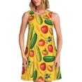 thumbnail image 1 of Bixox Robe Sans Manches à Imprimé Légumes Colorés pour Femmes avec Poches, Robe Décontractée Longueur Genou pour l'Été-TTG, 1 of 7