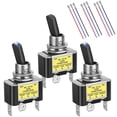 thumbnail image 2 of 6PCS ON Off Rocker Lighted Toggle Switch 30A 12V DC SPST 2 Position 3 Pin Blue LED Light Wired for Car Boat Automotive, 2 of 9